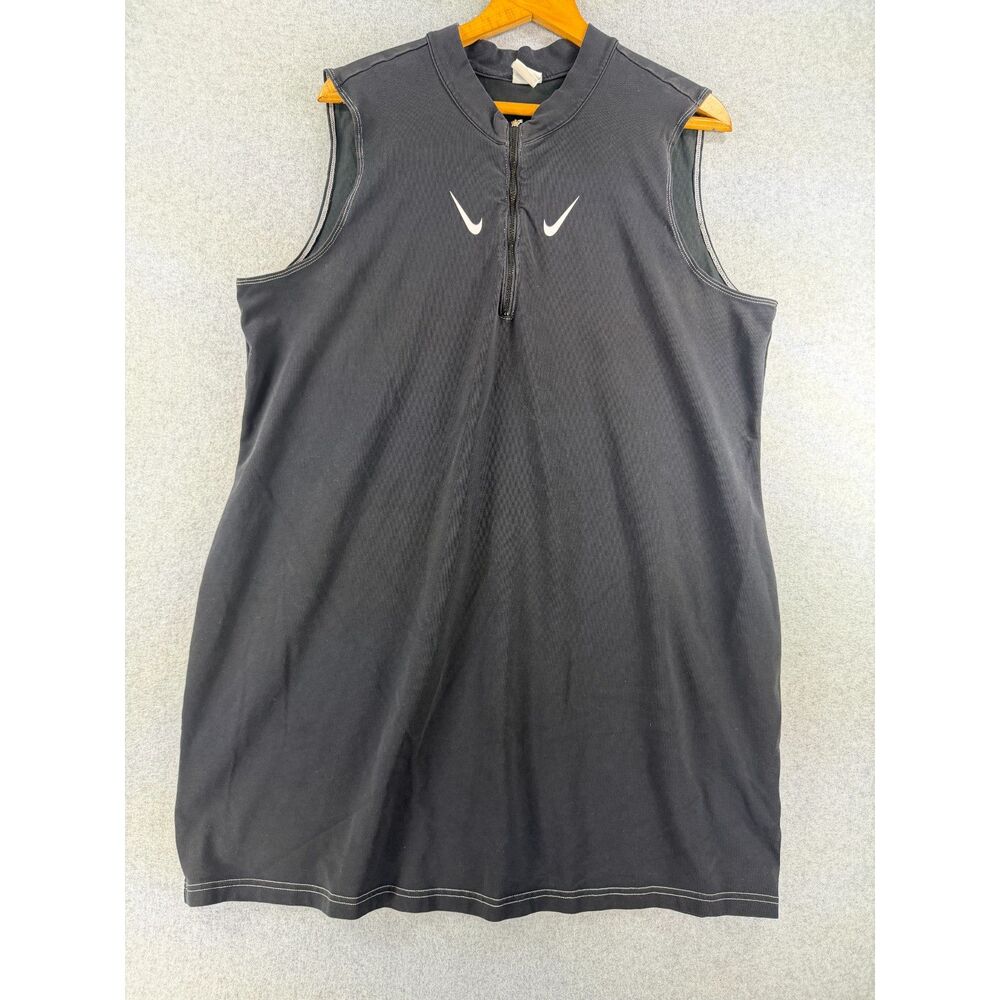 Nike Women’s 1X Black Sleeveless Quarter Zip Swoosh Athletic Dress 3533